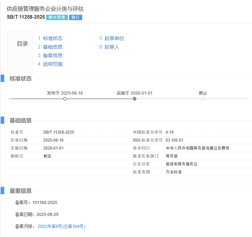 供应链管理国家标准